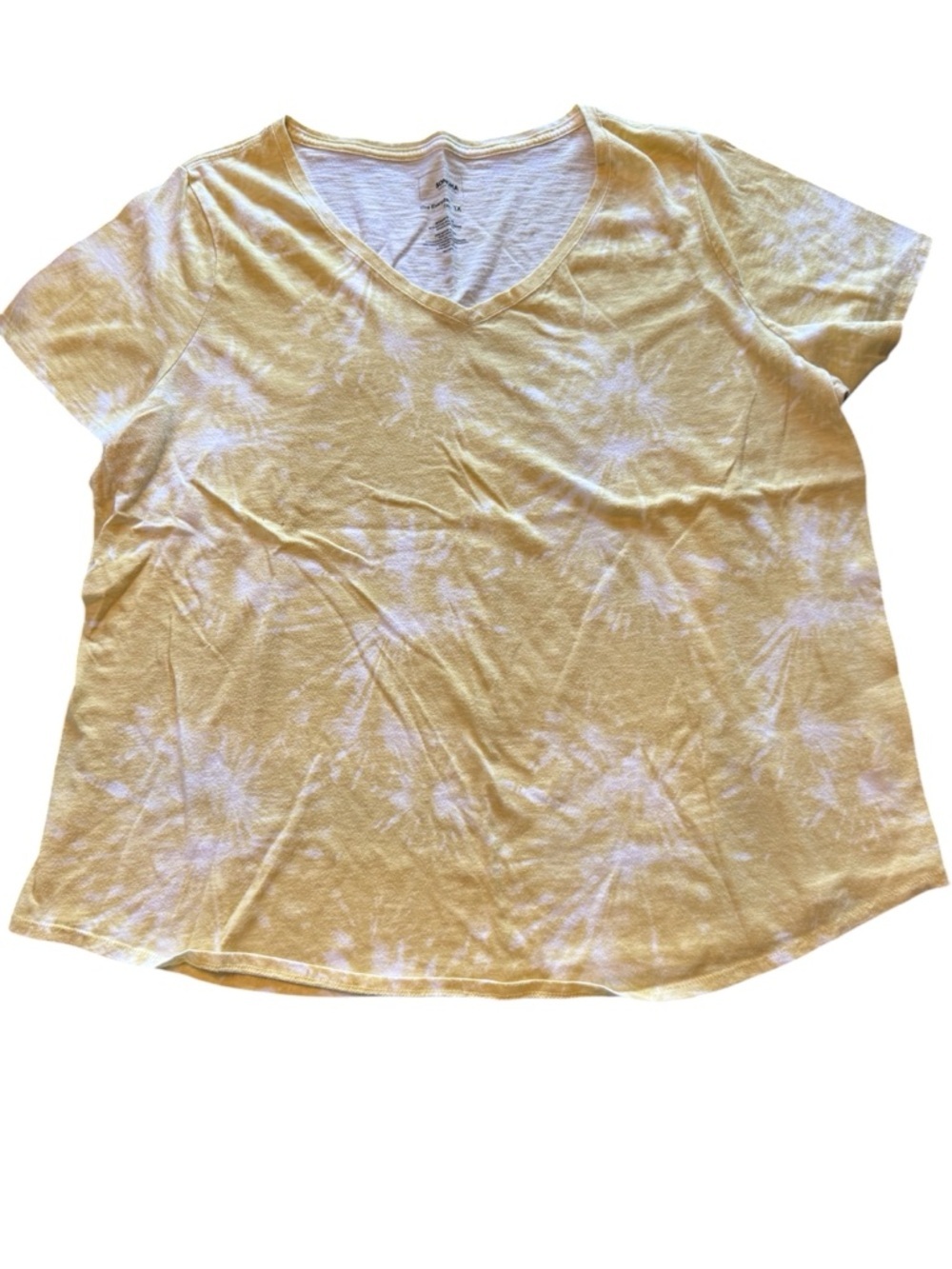 Sonoma Yellow and White Tie-Dye V‑Neck Short Sleeve T-Shirt The Everyday Tee 1X